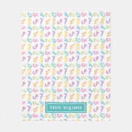 Niedliche farbige Zahlen Muster Kids Name Fleecedecke