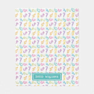 Niedliche farbige Zahlen Muster Kids Name Fleecedecke