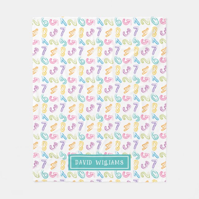 Niedliche farbige Zahlen Muster Kids Name Fleecedecke (Vorderseite)