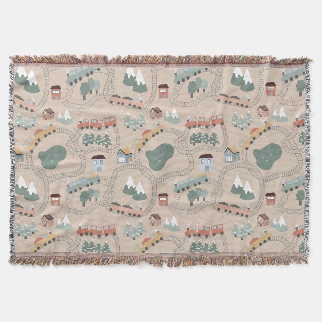 Niedliche farbige Züge auf Zugtrassen Kindermuster Decke (Vorderseite)