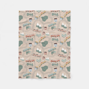 Niedliche farbige Züge auf Zugtrassen Kindermuster Fleecedecke