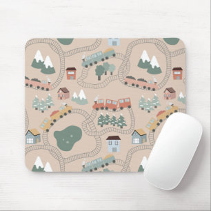 Niedliche farbige Züge auf Zugtrassen Kindermuster Mousepad