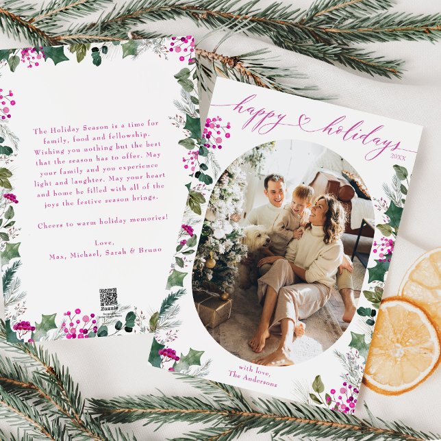 Niedliche Farbkalligrafie Foto Holiday Card Feiertagskarte (Von Creator hochgeladen)