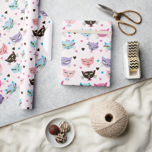 Niedliche Farbkatzen Geschenkpapier (Kunsthandwerk)