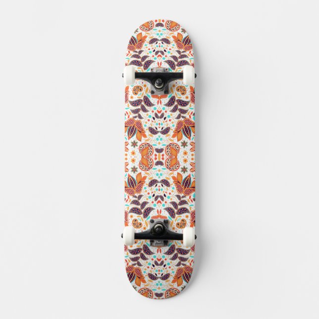 Niedliche Farbklassiker mit Blumenmuster Skateboard (Vorderseite)
