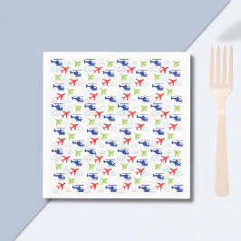 Niedliche Farbraumflugzeuge und Wolkenflughafen Serviette