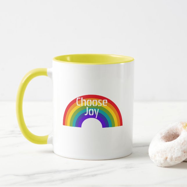 Niedliche Farbwahl Freude Inspiration Regenbogen Tasse (Mit Donut)