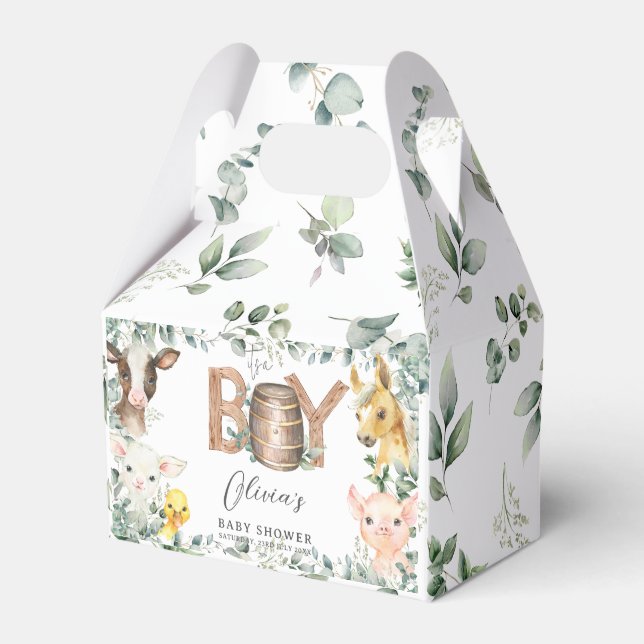 Niedliche Farm Animals Greenery Boy Barn Baby Dusc Geschenkschachtel (Vorderseite)