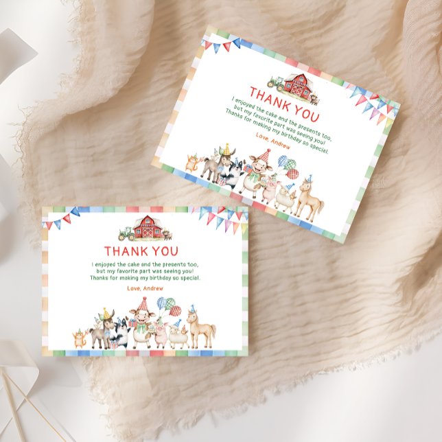 Niedliche Farm Barnyard Geburtstag Vielen Dank Dankeskarte (Von Creator hochgeladen)