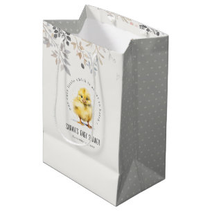Niedliche Farm Chick Watercolor Blumenbaby-Dusche Mittlere Geschenktüte