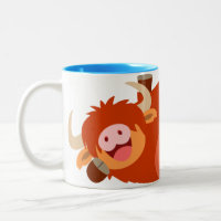 Niedliche faule Cartoon-Hochland-Kuh-Tasse