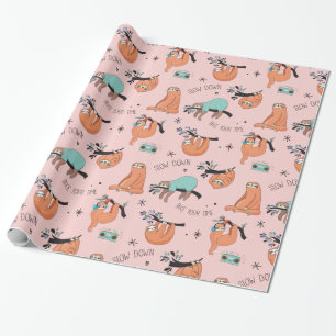 Niedliche faule Sloths-rosa Geschenk-Papier Geschenkpapier
