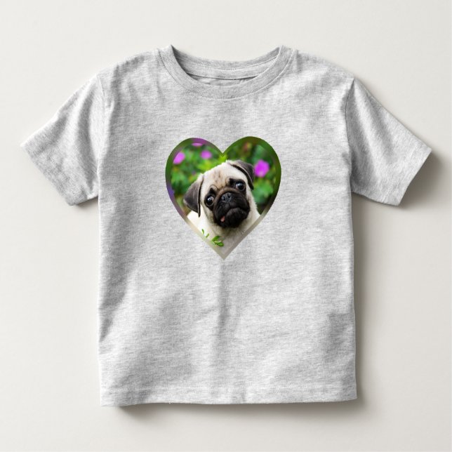 Niedliche Fawn Cfarbige Mops Welpe Hunde Gesicht F Kleinkind T-shirt (Vorderseite)