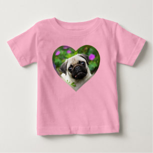 Niedliche Fawn farbige Mops Puppy Dog Face Pet Fot Baby T-shirt