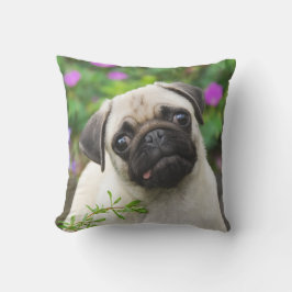 Niedliche Fawn farbige Mops Puppy Dog Face Pet Fot Kissen