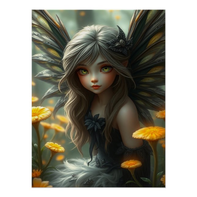 Niedliche Feathered Fairy Art Poster (Vorderseite)