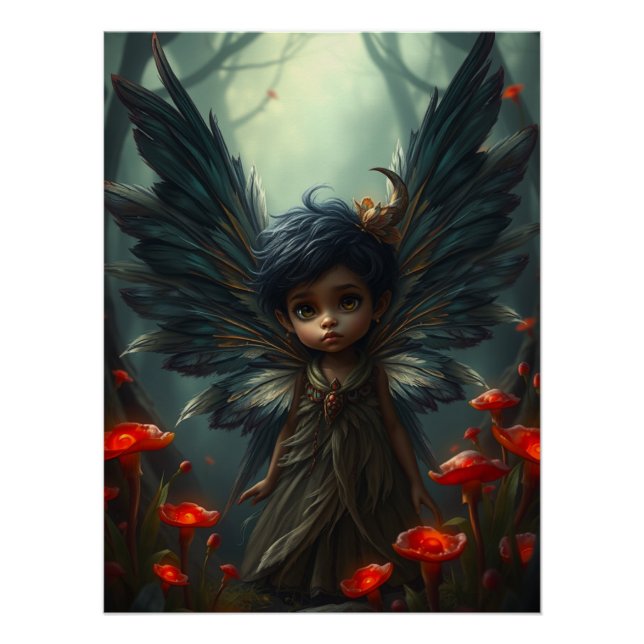 Niedliche Feathered Fairy Art Poster (Vorderseite)