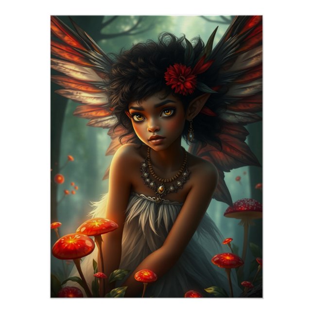 Niedliche Feathered Fairy Art Poster (Vorderseite)