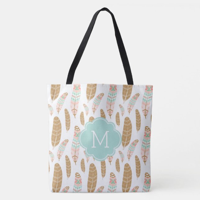 Niedliche Feder-mit Monogramm Stammes- (Vorderseite)