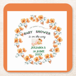 niedliche Federbaby-Dusche Rechteckiger Pappuntersetzer