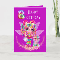 Niedliche Fee 8. Geburtstag Regenbogen animiert Ma