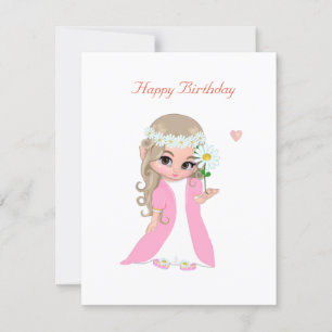 Niedliche Fee auf weißem Geburtstag Karte