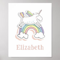 Niedliche Fee Einhorn auf Regenbogen. Baby Girl Ki
