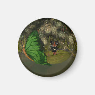 Niedliche Fee im Boot mit Feuerwehrleuten Magnet