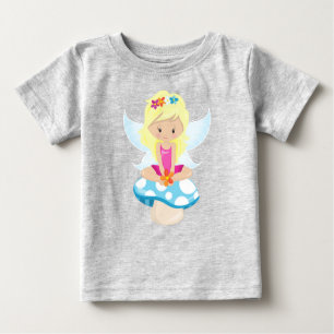 Niedliche Fee, Zauberei, Blonde Haare, Pilz Baby T-shirt
