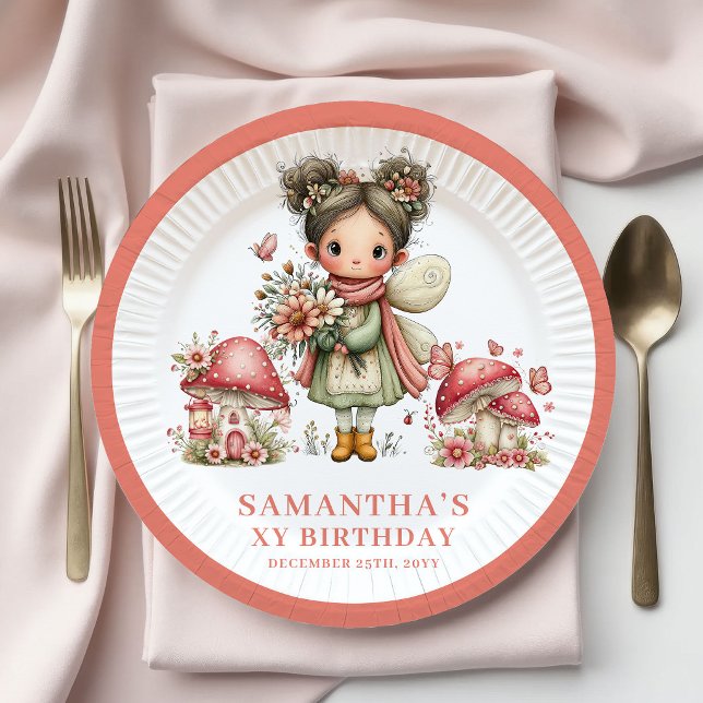 Niedliche Feen 5. Geburtstag Pastell Blumen Teller (Cute Fairy 5th Birthday Pastel Floral Plates)