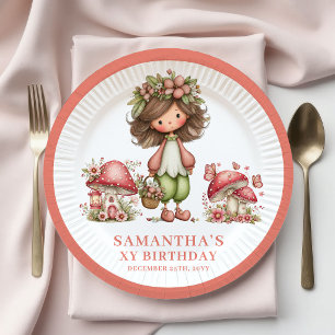 Niedliche Feen 6. Geburtstag Rosa Pilz Teller