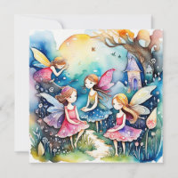 Niedliche Feen im Feld Karte