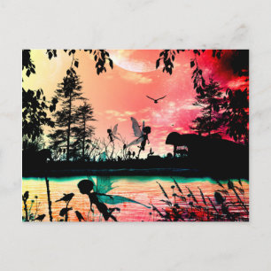 Niedliche Feen und Vögel Postkarte