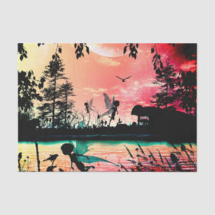 Niedliche Feen und Vögel Seidenpapier