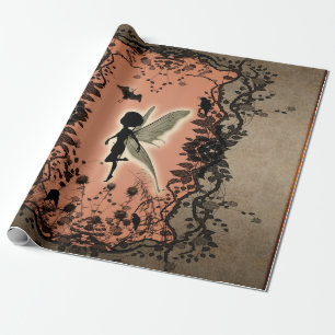 Niedliche feenhafte Silhouette mit glühendem Shine Geschenkpapier