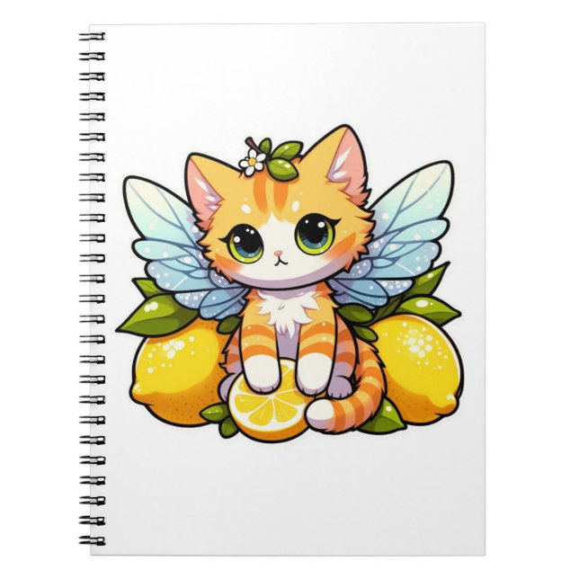 Niedliche Feenkatze mit Zitronen Notizblock (Vorderseite)