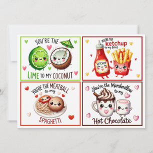 Niedliche Feinschmecker Kawaii Valentine's Klassen Feiertagskarte