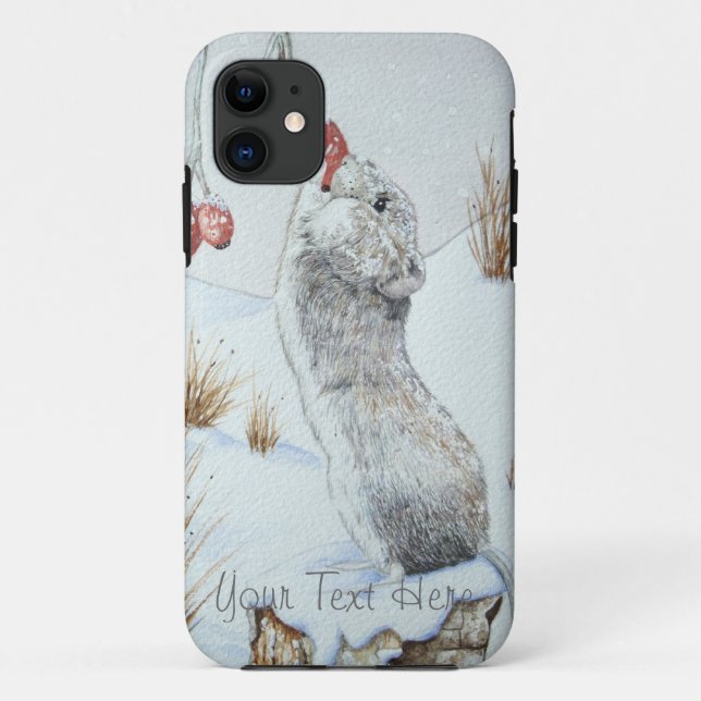 niedliche Feldmaus Winterschneeszene Case-Mate iPhone Hülle (Rückseite)