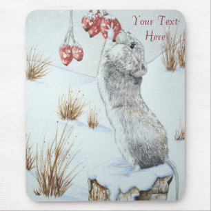 niedliche Feldmaus Winterschneeszene Mousepad