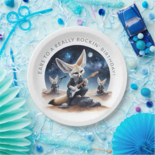Niedliche Fennec-Füchse rocken Acousus Gitarren Pappteller