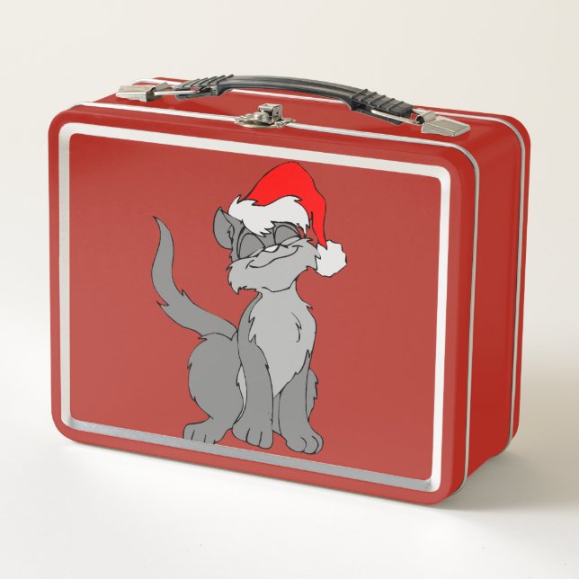 Niedliche Ferienkatze Metall Lunch Box (Vorderseite)