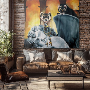 Niedliche Ferret Keys Cherub Wandteppich