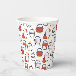 Niedliche Feste Pinguine Muster Weihnachts-Party Pappbecher