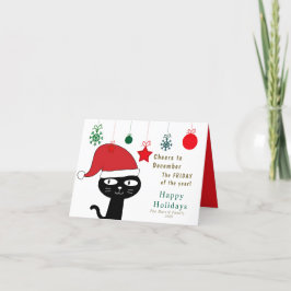 Niedliche festliche Katze mit roter Weihnachtsmann Feiertagskarte