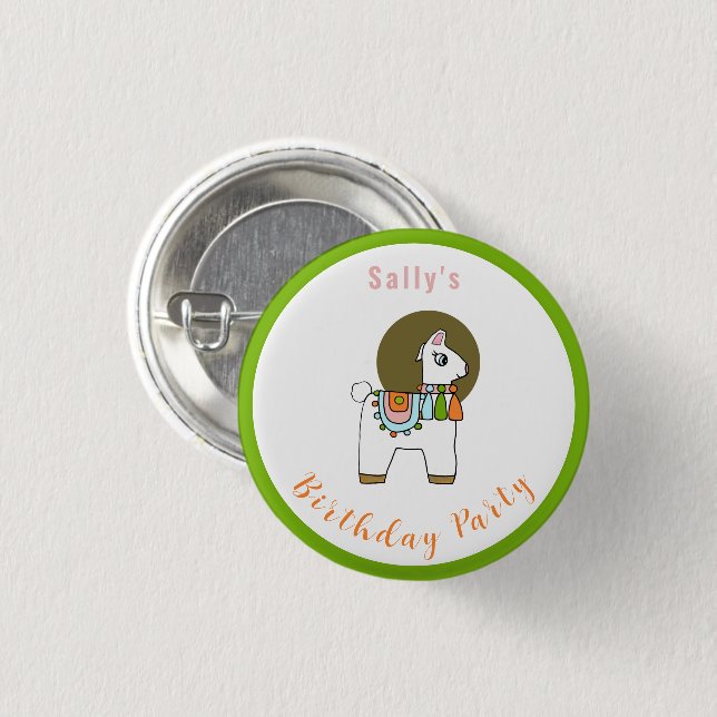 Niedliche festliche Pinata llama BIrthday Party Button (Vorne & Hinten)