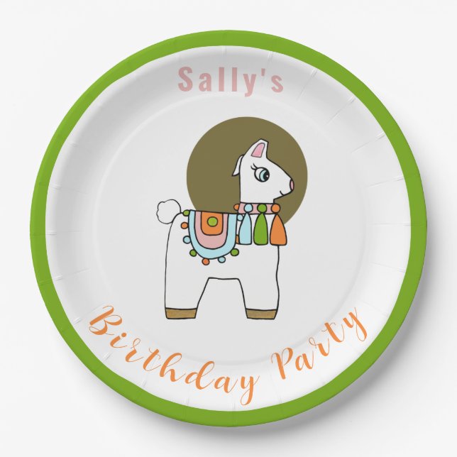Niedliche festliche Pinata llama BIrthday Party Pappteller (Vorderseite)