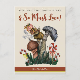 Niedliche festliche Schnecke Merry Magic Pilz Weih Postkarte