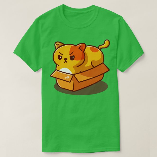 Niedliche Fett-Katze in Box-Cartoon T-Shirt (Design vorne)