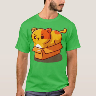 Niedliche Fett-Katze in Box-Cartoon T-Shirt