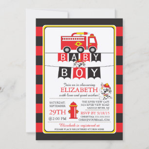 Niedliche Feuerwache Kinderdusche Einladung